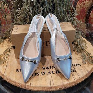 New Womens Horsebit Slingback Pump Size 8 Silver Patent